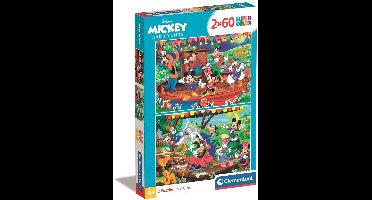 Clementoni - Puzzel - 2x60 Stukjes - Mickey en Vrienden - Puzzel Voor Kinderen