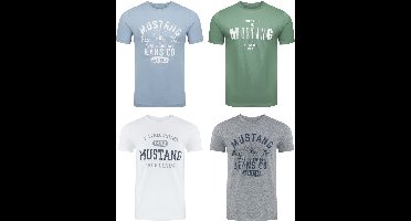 Mustang Heren T-Shirt 4-pack Mustang heren T-shirt regular fit Veelkleurig 6XL Ronde Hals Volwassenen