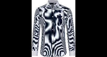 Allthemen Heren Fijn Streepjes Overhemd – Kreukherstellend & Jacquard - 3XL