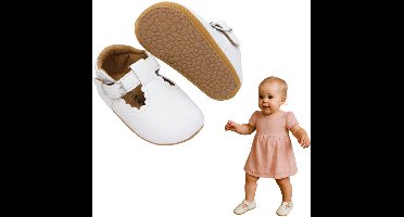 Joya Kids® Baby Schoentjes Wit Meisje | Witte Kinderschoenen met Rubberen Zool | Zomer en Winter Schoentjes Meisjes | Eerste Stapjes | Anti-Slip Zool | Imitatieleer | Voor Baby's van 6 tot 18 maanden | Maat 12 | 9-12 Maanden Oud
