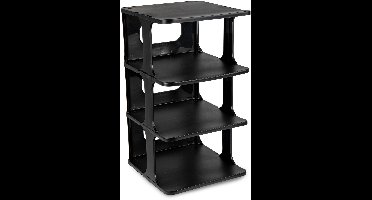 Plasticforte Schoenenrek verticaal - stapelbaar - zwart - kunststof - 26 x 25 x 44 cm - voor 4x paar schoenen - ruimtebesparend/opbergruimte