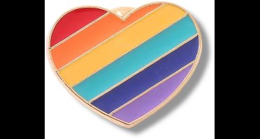Hartvormige Regenboog Pin – Pride Pin – Hart Pin met Kleurrijke Strepen