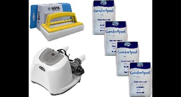 Intex - Zoutwatersysteem 26670GS & Zwembadzout 80 kg & WAYS Scrubborstel