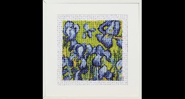 Pako Borduurpakket - telpatroon met code kaart - Irissen Vincent van Gogh - 216.780 - voorgesorteerd garen- Aida wit - 16 x 16 cm - DIY kit