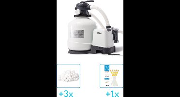 Intex 26652GS Zandfilterpomp - SX3200 - 10.000 liter per uur inclusief Intex Filterbollen - Geschikt voor zandfilterpomp - 29045 (3 stuks) & WAYS Testrips (1 stuks)