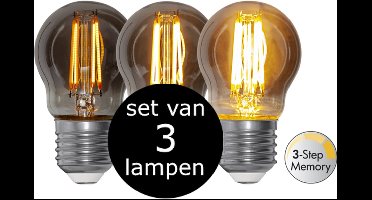 Star Trading - 3-Pack | LED - 3 standen - Kogellamp - E27 - 2.9W - Super Warm Wit - 2200K - Dimbaar