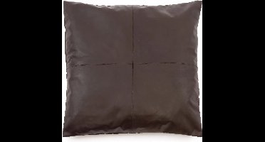 De leren kussenhoes met vier panelen - Choco - 60x60