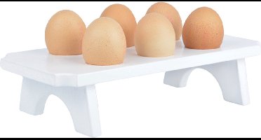 Esschert Design eierhouder - hout - wit - voor 6 eieren