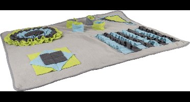 Flamingo Snuffelmat "Joya" voor Honden en Katten – 85x70x5,5 cm – Donkerblauw, Grijs, Lichtblauw, Lichtgroen – Interactieve Speelmat