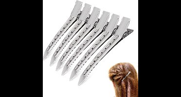 24 stuks zilveren EteBill kappers haarspelden, klemmen haarklemmen kapper stalen haarclips, kappersknijpers, alligator curl haarclip met gaten