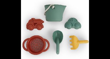 Viking Toys RE:LINE - Emmer Set Met Voertuigzandvormpjes - De Set Bevat 1 Schepje, 1 Harkje, 1 Emmer En 2 Zandvormpjes - Gemaakt Van 100% Gerecycled Plastic - Geschikt Vanaf 1 Jaar