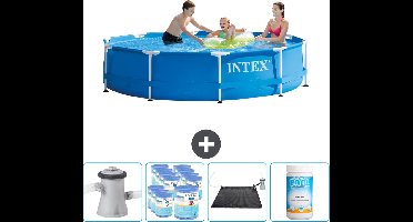 Intex Rond Frame Zwembad - 305 x 76 cm - Blauw - Inclusief Pomp Filters - Solar Mat - Chloor