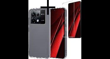 Hoesje - Met Screenprotector - Geschikt voor Xiaomi Poco X6 5G - Sterk & Shockproof - Back Cover - Siliconen Case - Telefoon Hoes - Transparant