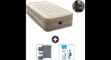 Intex Luchtbed - 1-Persoons - 99 x 191 x 46 cm - Beige - Inclusief pomp - Hoeslaken en Reparatieset
