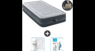 Intex Luchtbed - 1 Persoons - 99 x 191 x 33 cm - Grijs - Inclusief pomp - Hoeslaken en Reparatieset