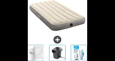 Intex Luchtbed - 1-Persoons - 99 x 191 x 25 cm - Beige - Inclusief Hoeslaken - Pomp en Reparatieset