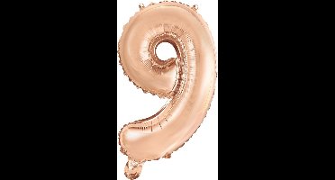 Folie Ballon Cijfer 9 Rose goud 41 cm