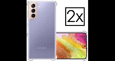 Hoesje - 2 Stuks - Geschikt voor Samsung Galaxy S21 FE - Sterk & Shockproof - Siliconen Case - Back Cover - Telefoon Hoes Shock Proof - Transparant