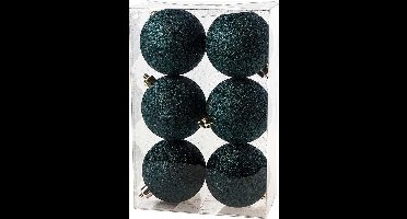 Cosy&Trendy Kerstballen Ø 8 cm - Petrol glitter - Set-6