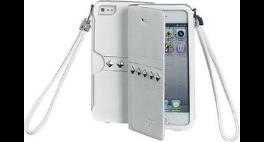LELYCASE Echt Leer Booktype Apple iPhone 5 5S Wit