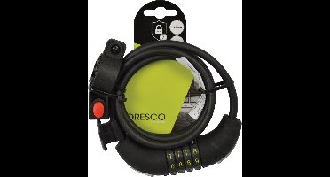 Dresco Kabelslot 120/8 Code - Spiraal/cijferslot - 120cm - Rond 8mm - Met steun - Zwart