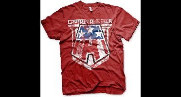 Marvel Captain America Heren Tshirt -S- Distressed A Rood
