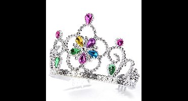 Vegaoo - Veelkleurige prinsessen tiara voor volwassenen en kinderen