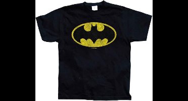 DC Comics Batman Heren Tshirt -M- Distressed Logo Zwart