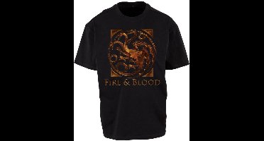 Game Of Thrones House of the Dragon - Fire & Blood Metal Emblem Unisex T-shirt - zwart - L