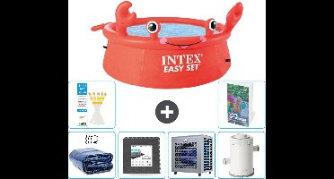 Intex Rond Opblaasbaar Easy Set Zwembad - 183 x 51 cm - Rood - Krab - Inclusief Solarzeil - Vloertegels - Warmtepomp - Zwembadfilterpomp - 7-delig