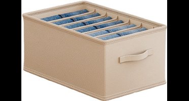 Kleding Organizer Set - Linnenlook - 7 Vakken - Opvouwbare Opbergdoos met Handvat - Voor Broeken & Ondergoed - 25x48x18cm - Beige