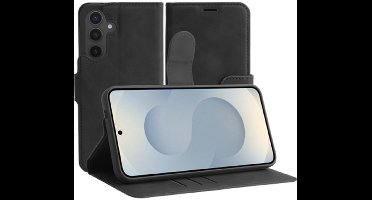 Just in Case hoesje geschikt voor Samsung Galaxy S25 Plus Hoesje met Pasjeshouder - Premium Bookcase - Zwart