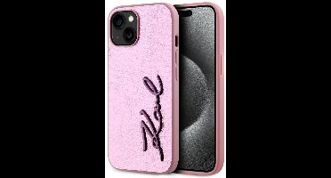 Karl Lagerfeld Wrinkled Metal Signature - iPhone 15 Hoesje - Roze - Unieke Ontwerp - Exclusieve Bescherming