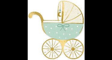 PartyDeco - Servetten - kinderwagen blauw (20 stuks)