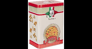 Excellent Houseware Pasta / spaghetti bewaarblik Nostagia - rood - metaal - Italiaans - 13 x 9 x 18 cm - voorraadblik