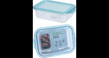 Ovenschaal bakken en vriezen met deksel 1040ml glas blauw 22x15x6cm.