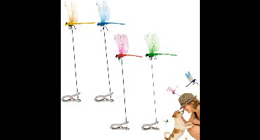 Set van 4 nep-libellenclips - Libellenhoedclip, 3D nep-libellenclips voor buiten, waterdichte plastic libellen voor tuinstekers, tuindecoratie.