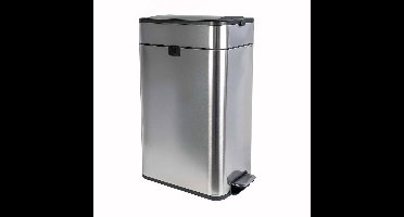 MAUL Afvalbak met voetpedaal MAULwing 40 l edelstaal kunststof 45.6 x 27.7 x 66.7 cm zilver