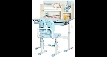 Kindermeubelset - Kindertafel - Kinderstoel - Kinderbureau - Kinder Bureau & Stoel Set - Studie Tafel & Stoel - Hoogter Verstelbar - voor Kinderen - 3-12 jaar oud - PP - MDF - Staal - Polyester - Schuim - 80 x 52 x 88-109 cm - Blauw