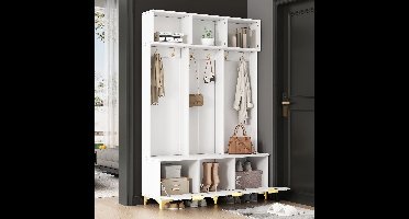 Multifunctionele Kledingkastset - Laden - Kledinghaken - Modern design met Mydraulische - Scharnieren en Praktische - Opbergruimte - 192 cm - Wit