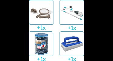 Zwembad Onderhoudspakket - Onderhoud Zwembad - bevat Scrubpad - Schepnet - Borstel - Stofzuiger - Filters en Scrubborstel (4-delig)
