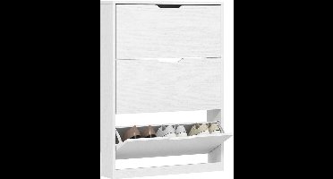 Schoenenkast – Schoenenkast – Schoenenrek – Schoenopberger – Schoenmeubel – 3 Uittrekbare Lades – Slank Wit Design 80x17x108 cm