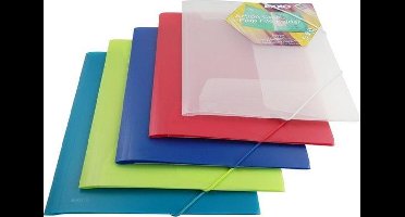 EXXO-HFP #51368 - A4 Elastomap met 3 Kleppen - Opaak Polyprop - Zwart - 20 stuks (4 pakken @ 5 stuks)