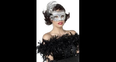 Wilbers & Wilbers Masker met veren - Zilveren brilmasker