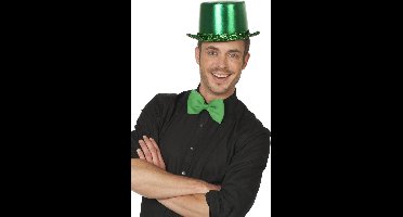 Hoge hoed lamee met paillettenband groen