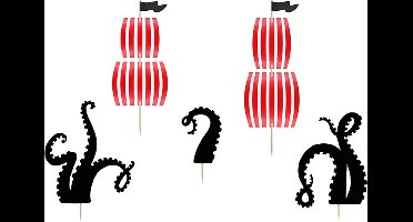 PartyDeco Caketoppers Piratenfeest set/5