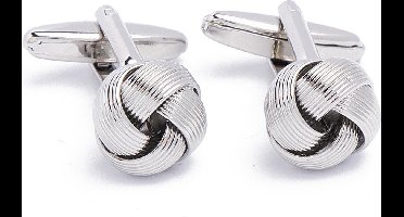 Manchetknopen - Knoop Metaal met Fijne Draden Zilver