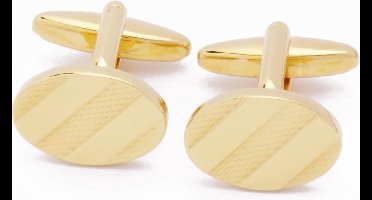 Manchetknopen - Goud Ovaal met Diagonaal Effect