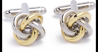 Manchetknopen - Goud en Zilveren Knoop met Grove Touwen