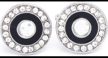 Manchetknopen - Zilveren Steen met Zwarte Rand